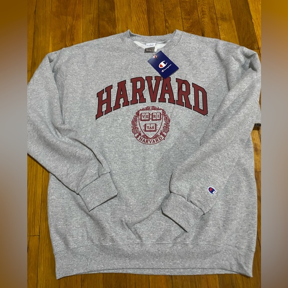 Champion Gray Crewneck Sweatshirt with Maroon Harvard Script - Picture 2 of 3